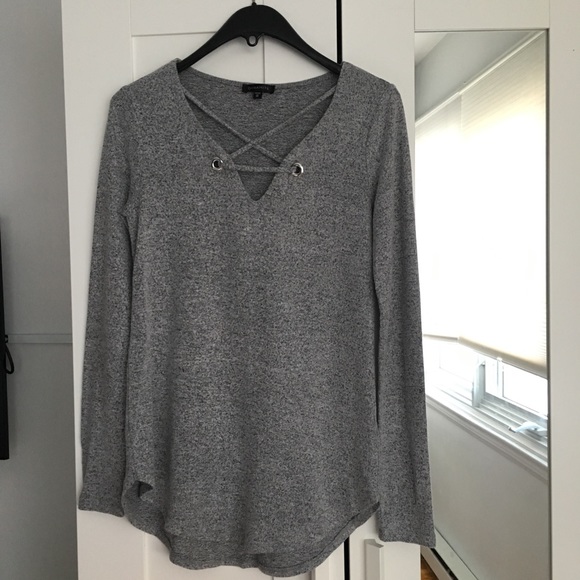 Dynamite laced up grey sweater - Picture 3 of 4